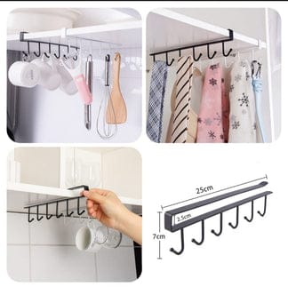 Multi-Purpose Under-Shelf Hanging Rack (6 Hooks)