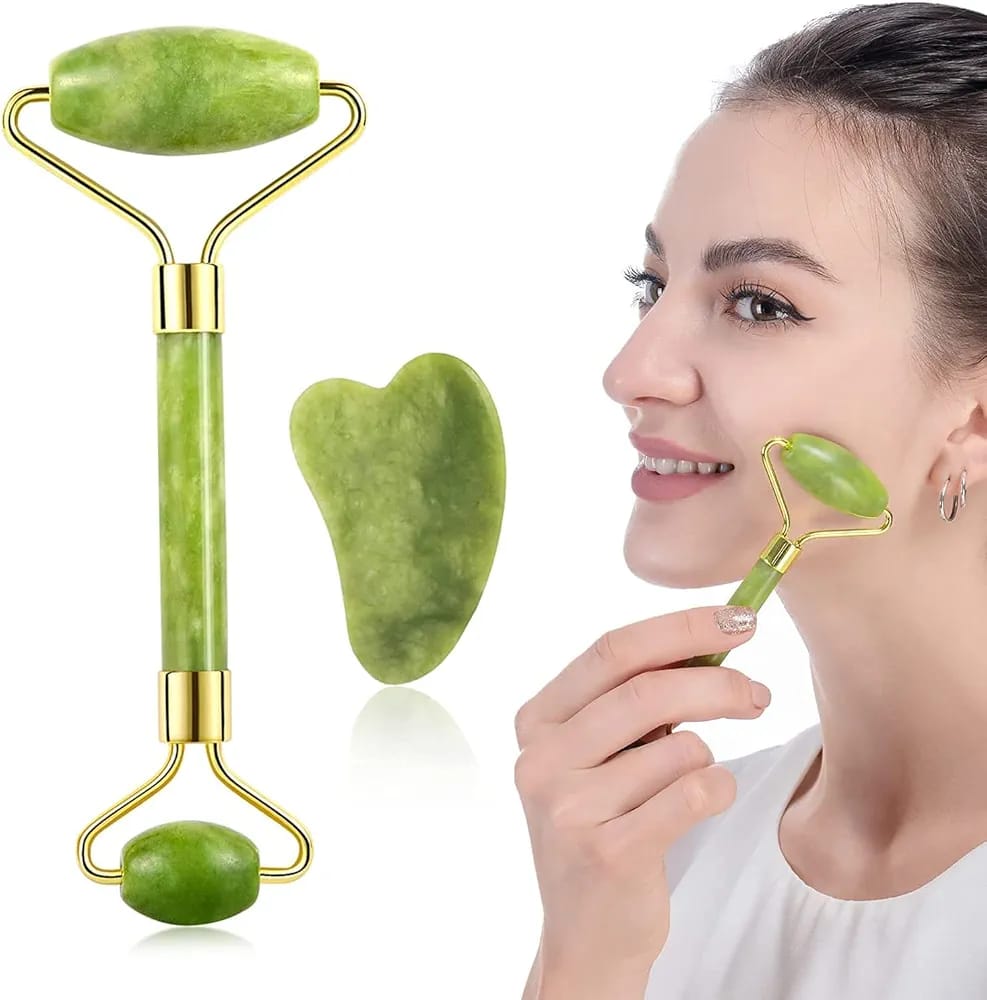 Jade Roller and Gua Sha Set Facial Beauty Gua Sha Massager