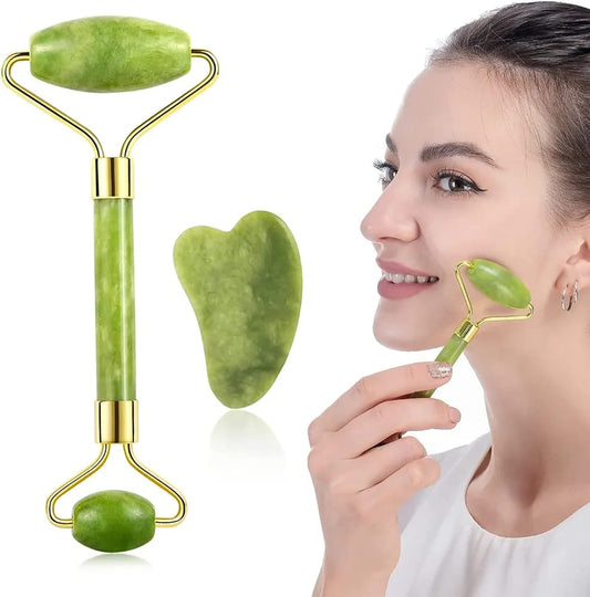 Jade Roller and Gua Sha Set Facial Beauty Gua Sha Massager