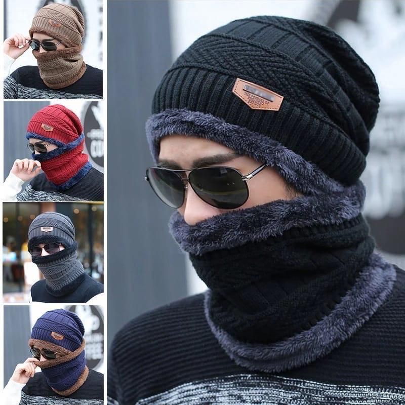 2 Piece Beanie Cap + Neck Warmer/Hat & Warmer Winter Beanie Cap Neck Warmer Beanie Full Set
