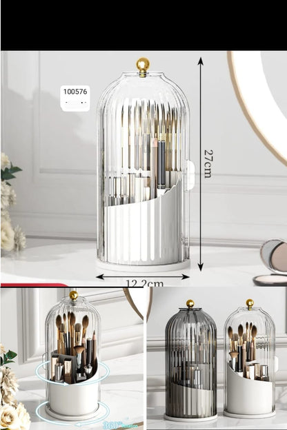 360° Rotating Makeup Brush Storage Box Portable Desktop Cosmetic Organizer No Ratings